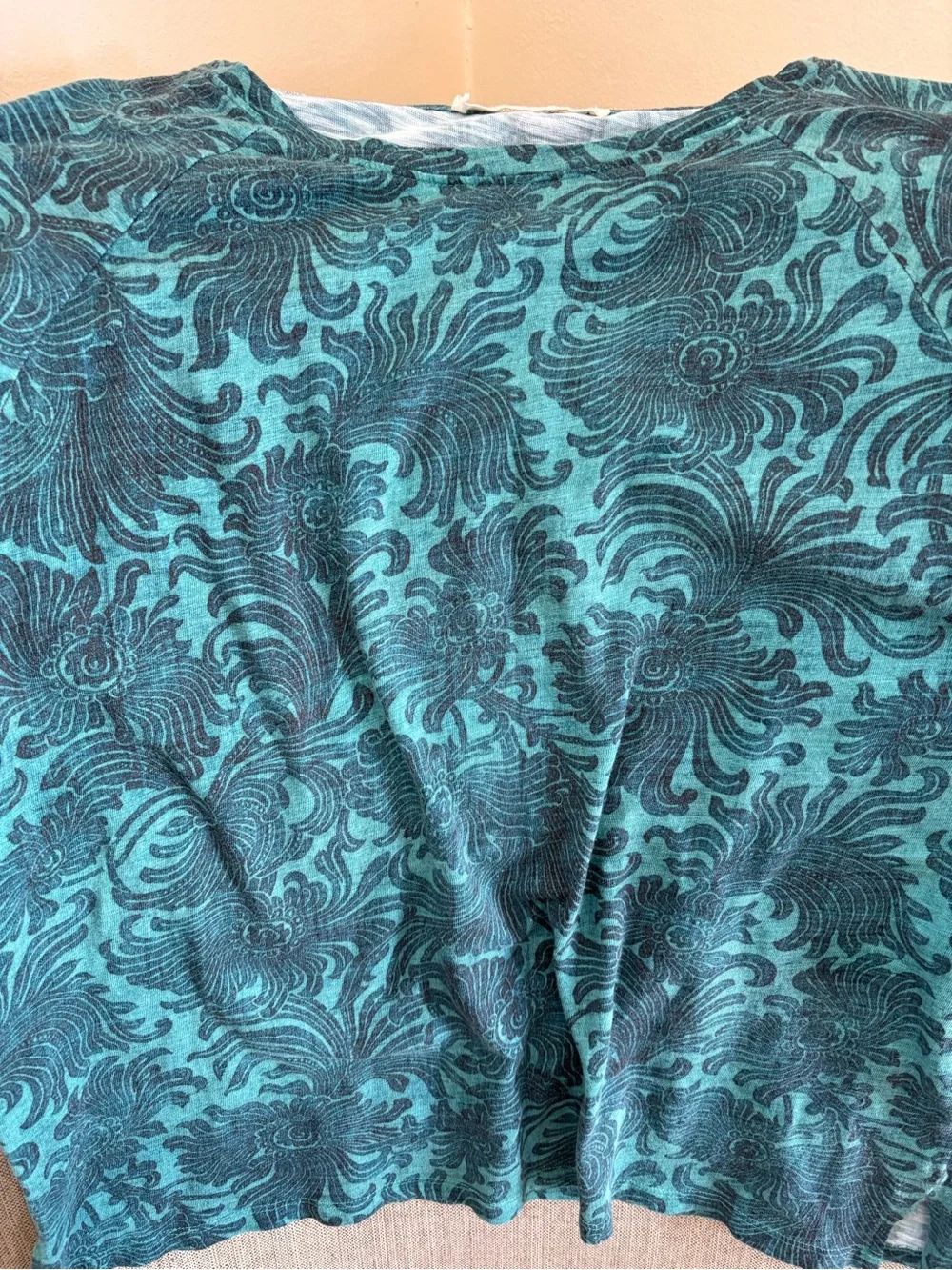 Peruvian Connection Teal and Blue Foral Top XS/S - Picture 2 of 4